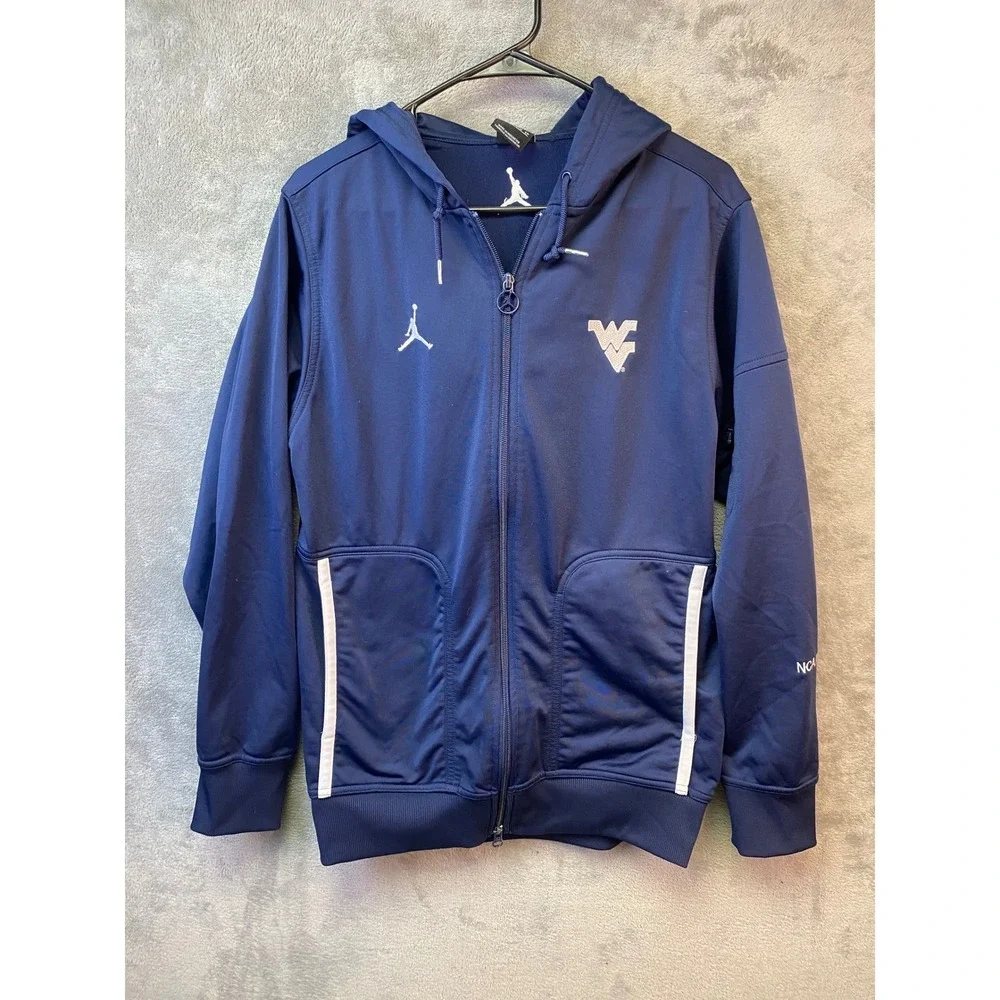 Jordan West Virginia Mountaineers NCAA 2012 Navy Full Zip Hoodie Mens XS WVU